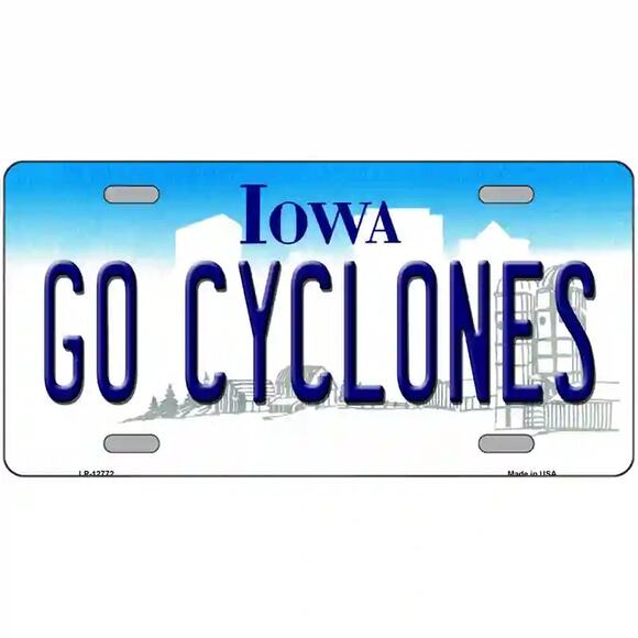 NCAA Iowa State Cyclones Metal License Plate Go Cyclones Football  New Sign ISU - Picture 1 of 3